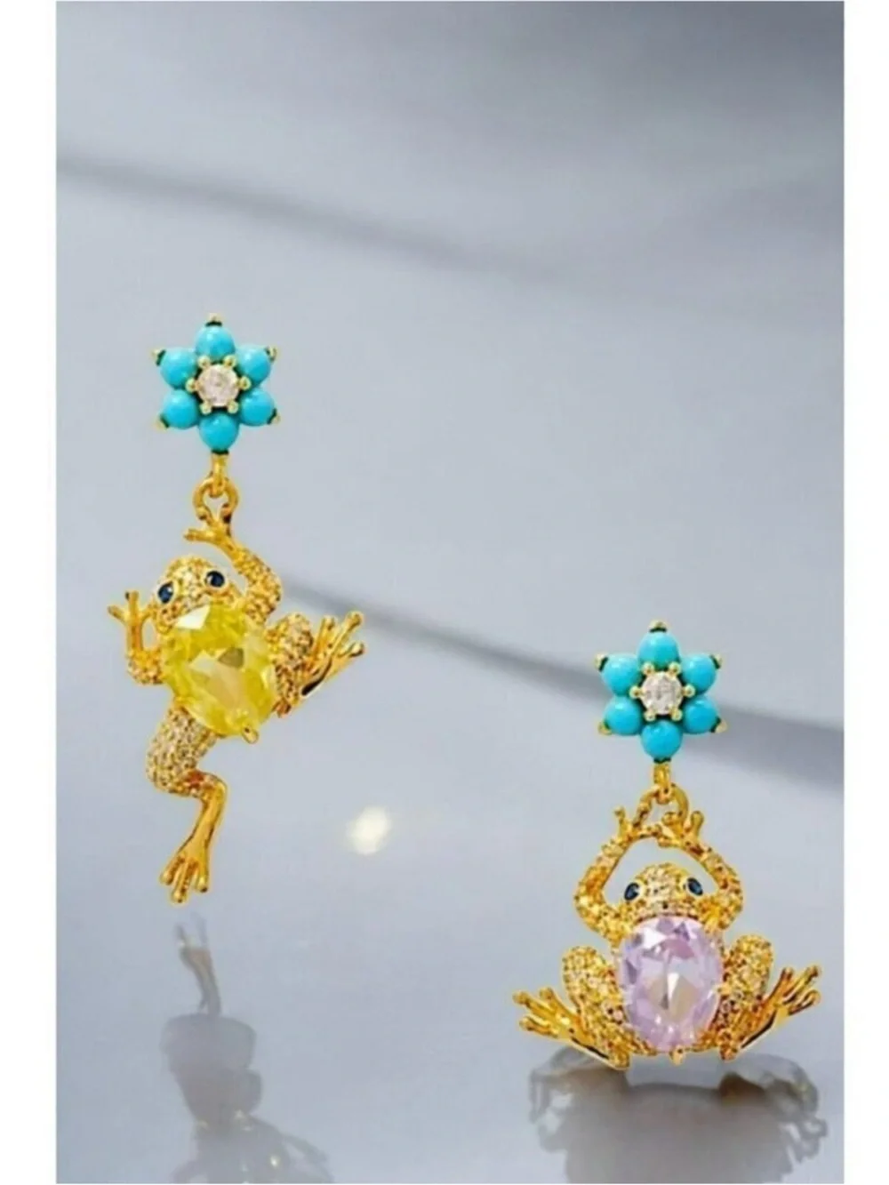 Kate Spade NY Nature Walk Frog pendant and drop earring set blue green gift new - Picture 6 of 10